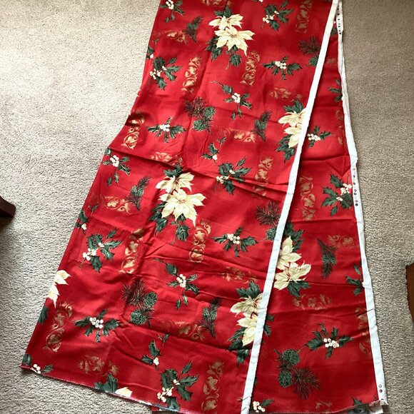 Holiday Treasures Poinsettia Christmas Red Fabric Material Sewing Quilting - Picture 2 of 3